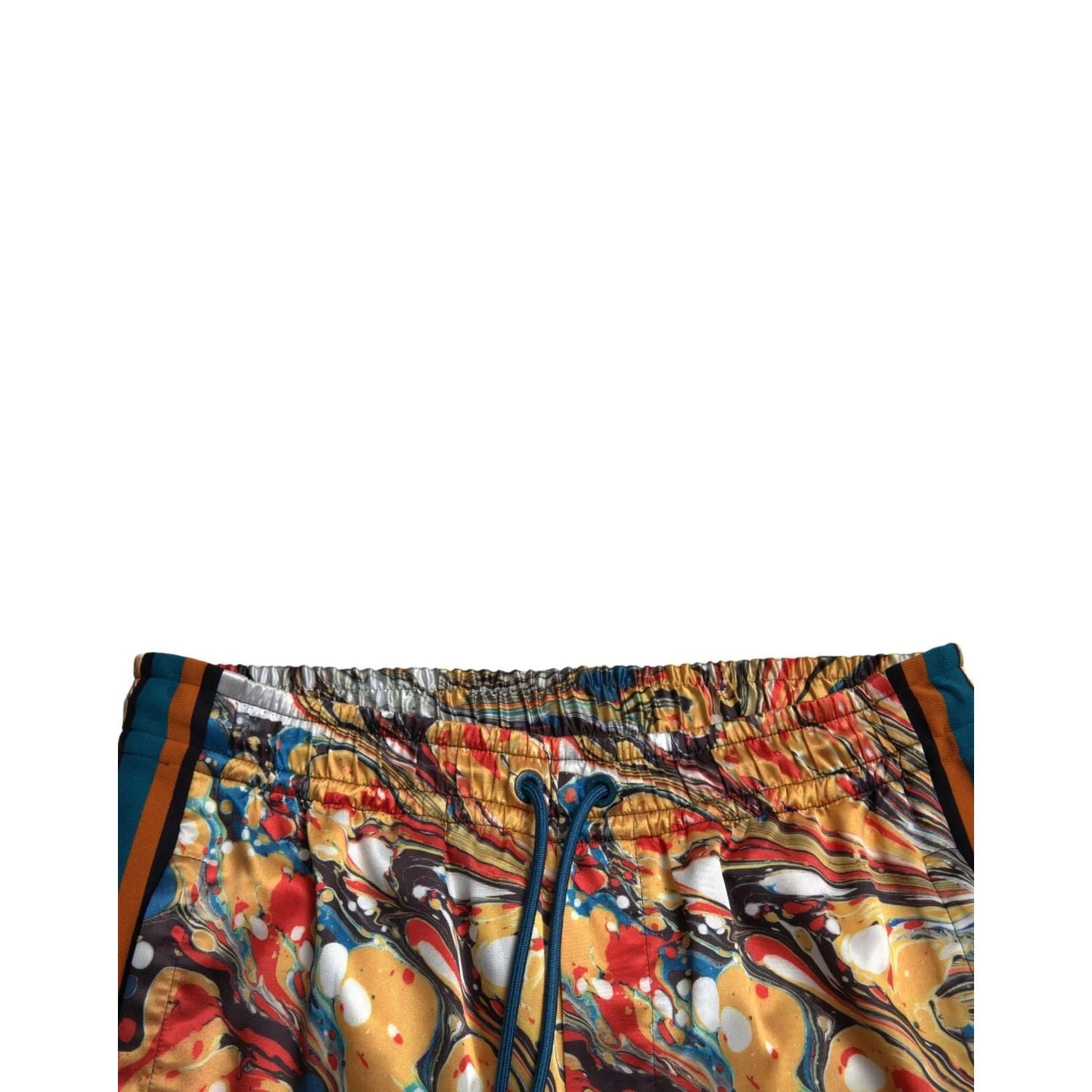 Dolce & Gabbana Multicolor Marble Print Satin Trouser Pants