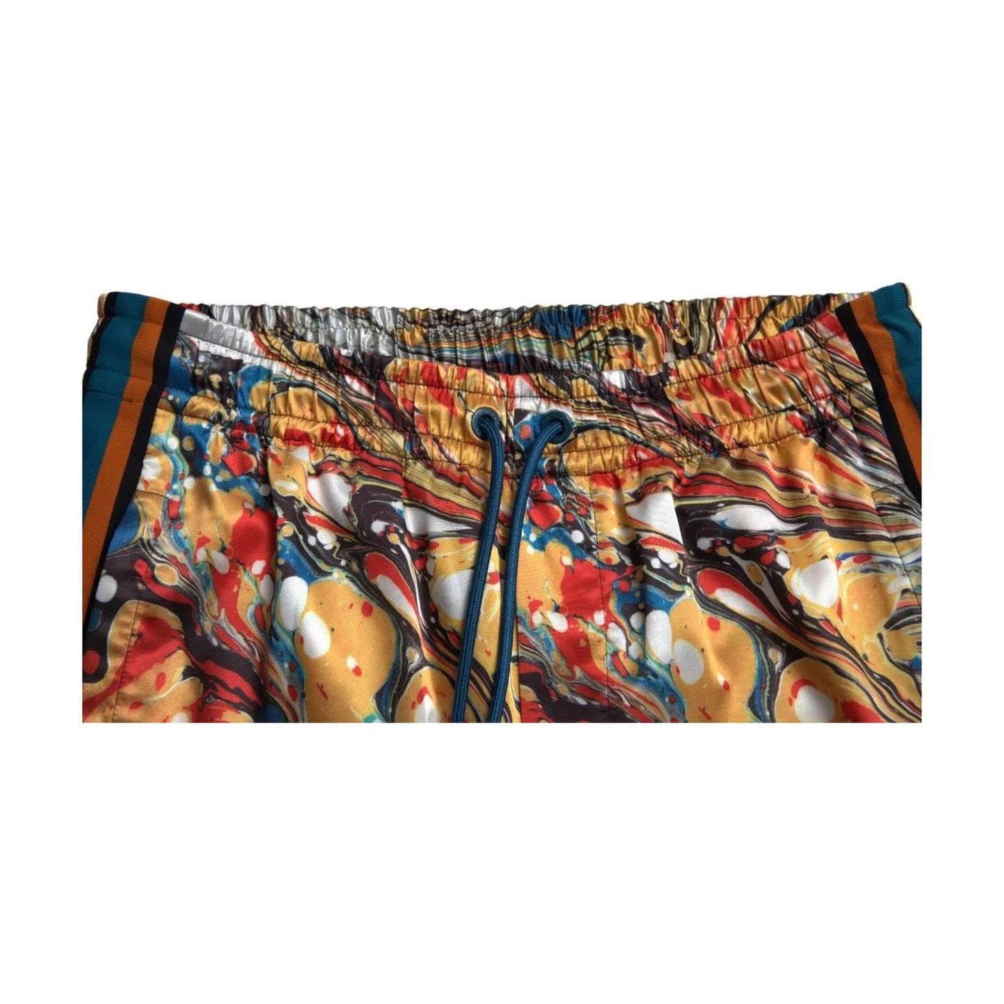 Dolce & Gabbana Multicolor Marble Print Satin Trouser Pants PAN74868