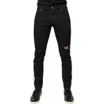 Dolce & Gabbana Black Tattered White Lining Skinny Denim Jeans PAN75888-48