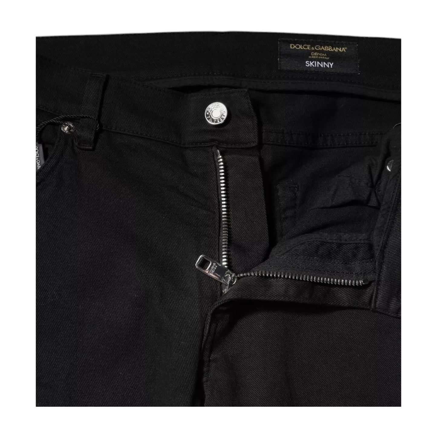 Dolce & Gabbana Black Tattered White Lining Skinny Denim Jeans PAN75888-48