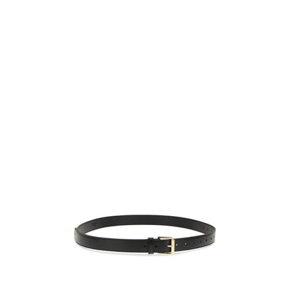 Givenchy Black Calf Leather Bos Taurus Regular Belt with gold-finish metal details and engraved logo, sophisticated and elegant design