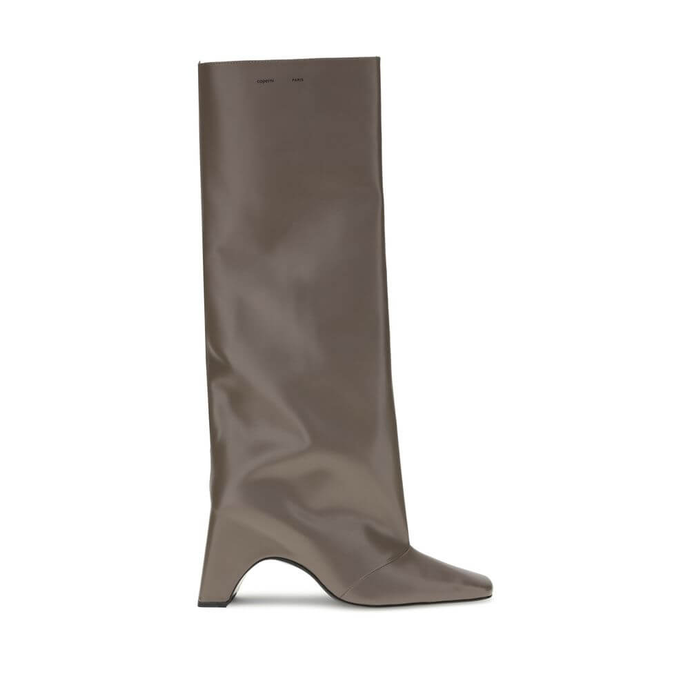 Coperni Gray Calf Leather Bos Taurus Boots with block heel and square toe, AW25 fashion, made in Spain.