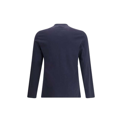Brunello Cucinelli Blue Cotton Long Sleeve T-Shirt