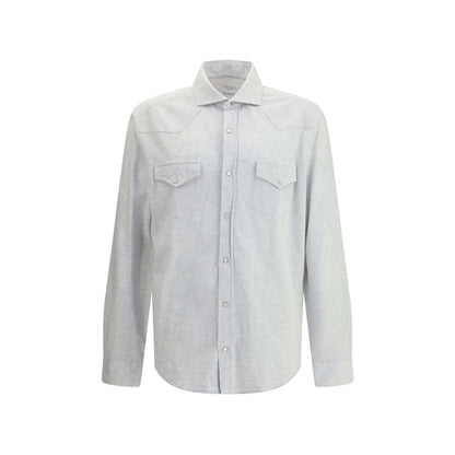 Brunello Cucinelli Gray Cotton Shirt