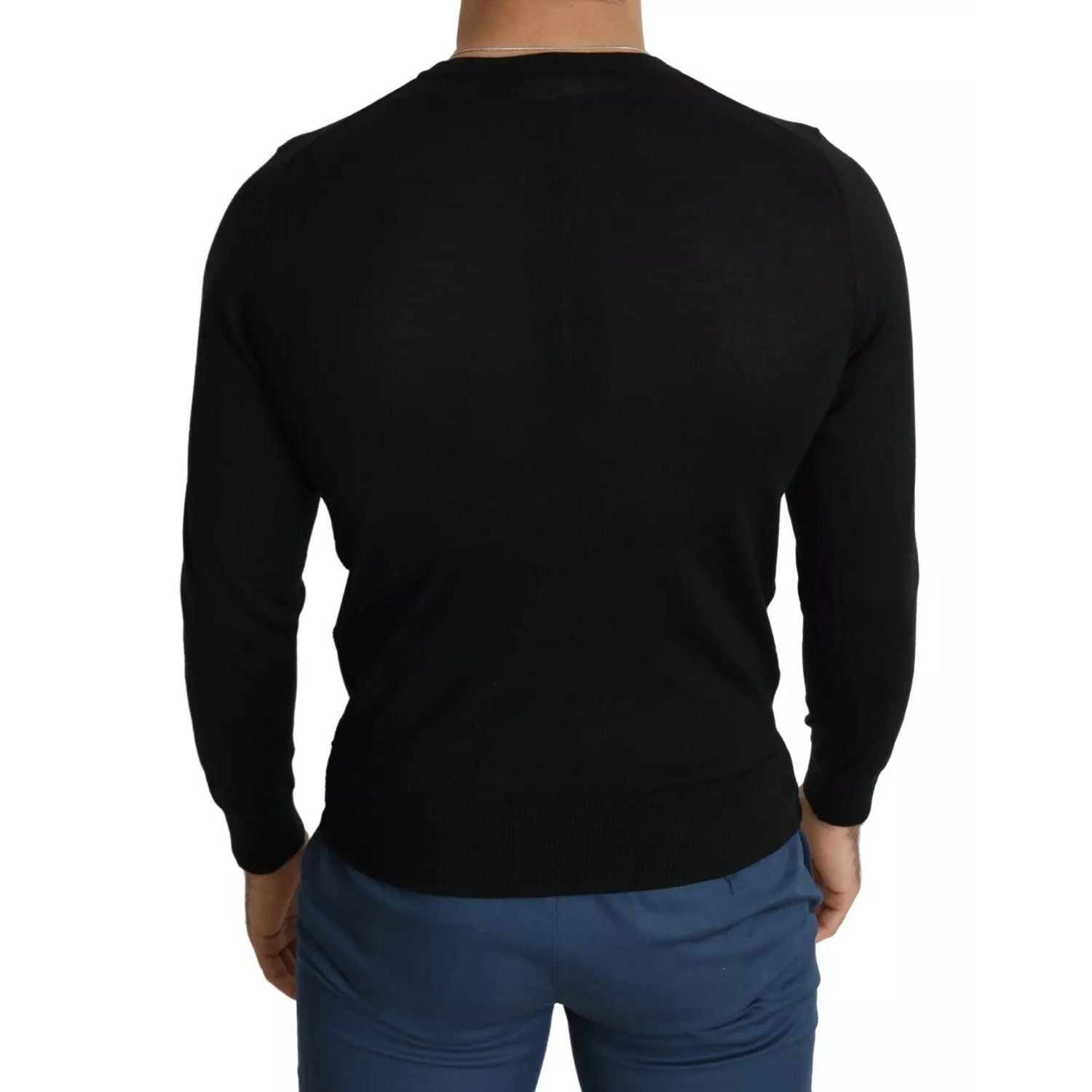 Dolce & Gabbana Black Cashmere Crewneck Pullover Sweater
