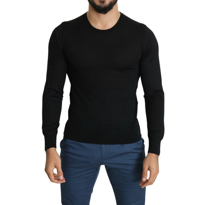 Dolce & Gabbana Black Cashmere Crewneck Pullover Sweater