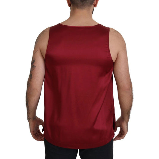 Dolce & Gabbana Red Round Neck Sleeveless Silk T-shirt TSH7959-50