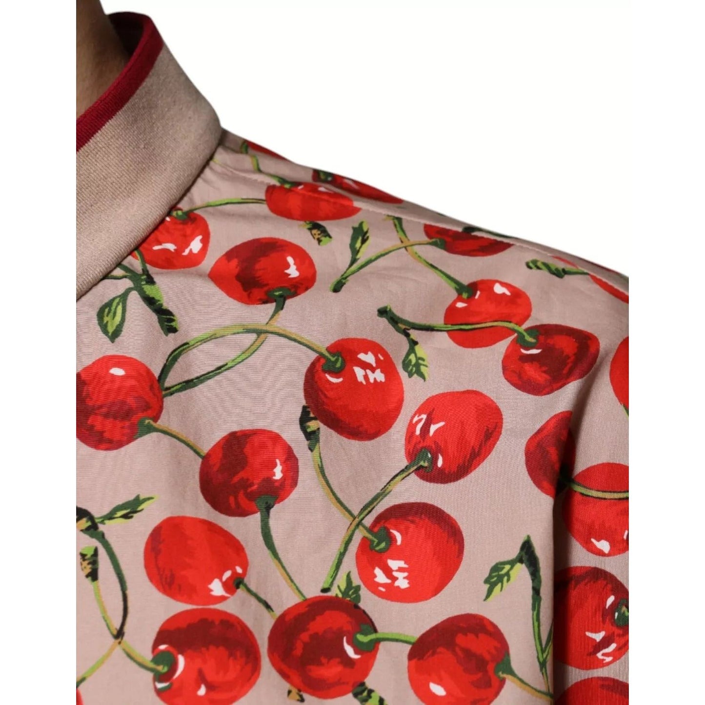 Dolce & Gabbana Beige Cherry Nylon Buttoned Casual Shirt TSH87290-54