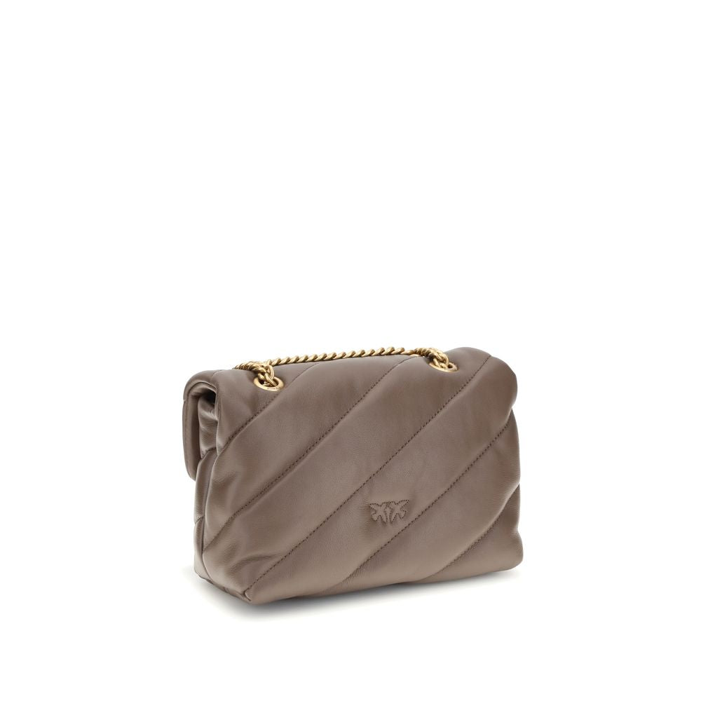 PINKO Brown Calf Leather Bos Taurus Shoulder Bag