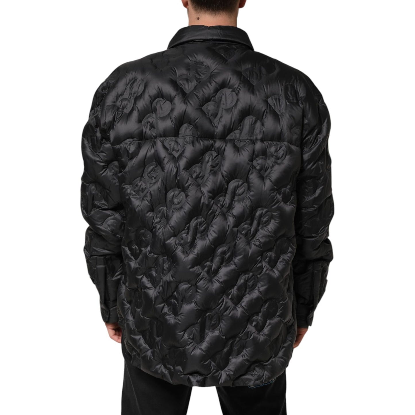 Dolce & Gabbana Black Quilted DG Logo Nylon Puffer Jacket