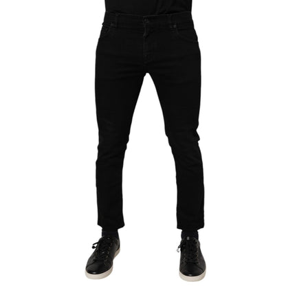Dolce & Gabbana Black Cotton Skinny Jeans Men Trouser Pants