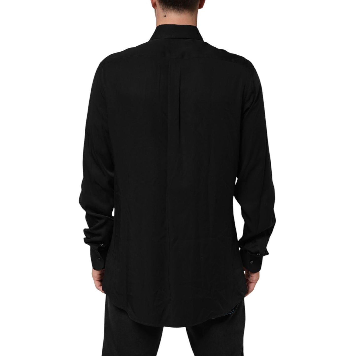 Dolce & Gabbana Black Viscose Long Sleeve Formal Dress Shirt