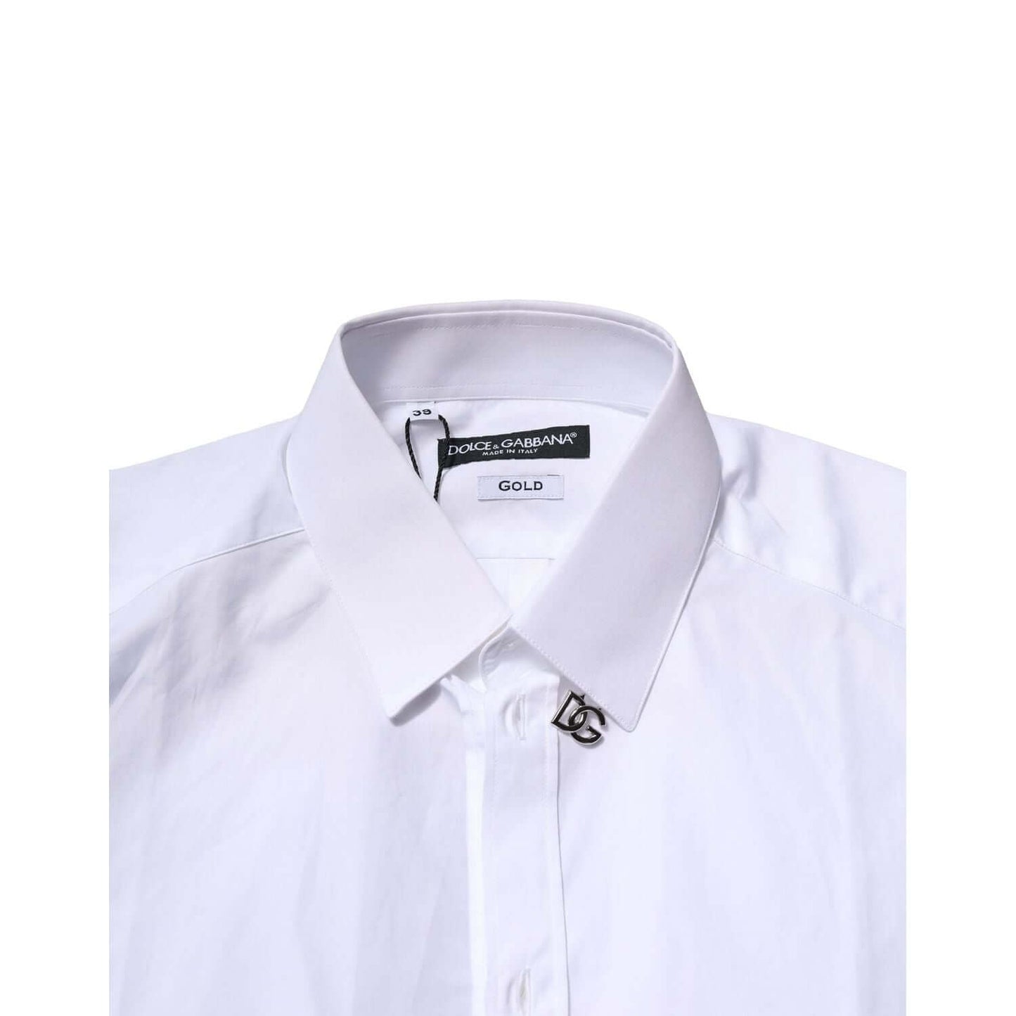 Dolce & Gabbana White Cotton GOLD Long Sleeves Formal Shirt
