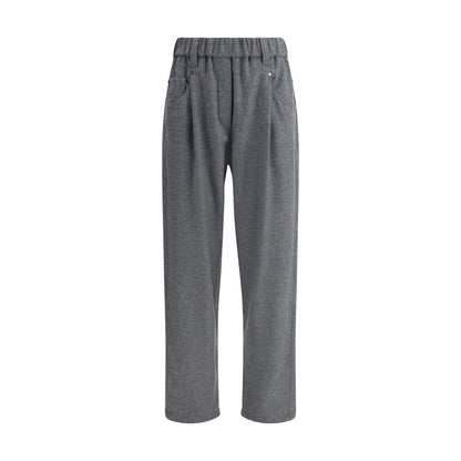 Brunello Cucinelli Gray Fleece Wool Casual Pants