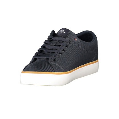 Tommy Hilfiger Blue Polyester Men Sneaker with lace-up design and signature logo for stylish and comfortable wear.