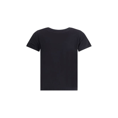 Back view of Zadig & Voltaire Black Cotton T-Shirt with ribbed crew neck, showcasing simple design for casual style.