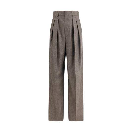 Saint Laurent Wool Herringbone pattern wide leg Pants SA-824389Y7K542003-IT36 | XS