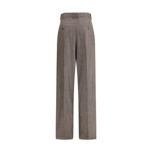 Saint Laurent Wool Herringbone pattern wide leg Pants SA-824389Y7K542003-IT36 | XS