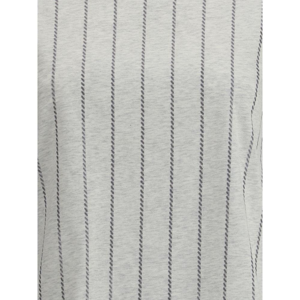 Brunello Cucinelli Striped T-Shirt with mini sequins BR-MPT81SO800C3657-L