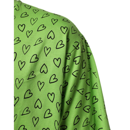Dolce & Gabbana Green V-Neck DG Logo Heart Print T-shirt