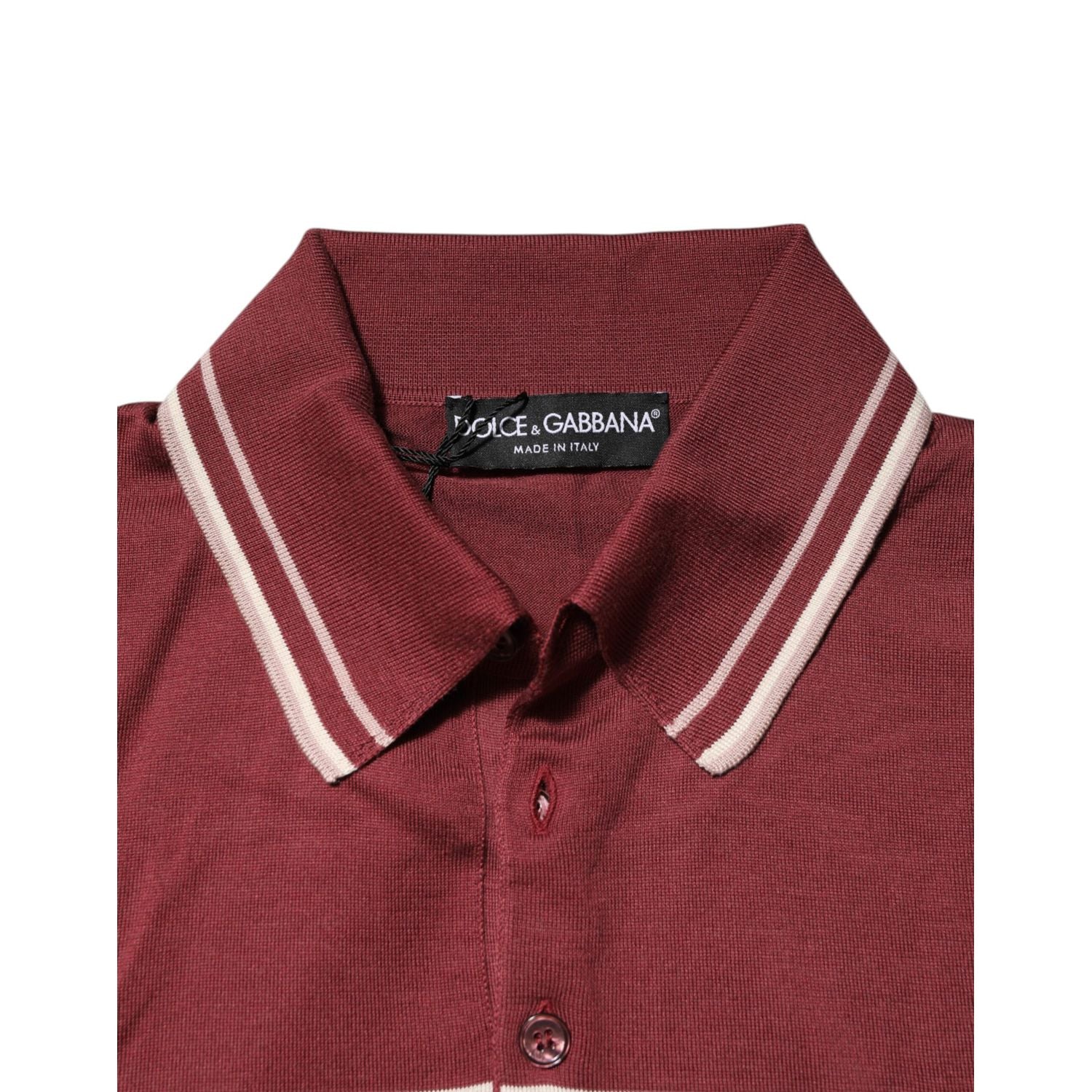 Dolce & Gabbana Cotton Burgundy Striped DG Logo Polo  T-shirt
