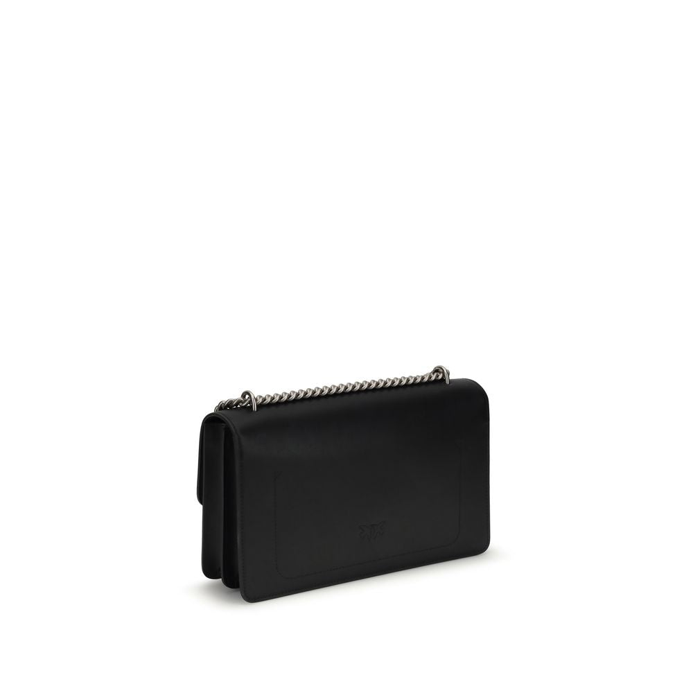 PINKO Black Calf Leather Bos Taurus Shoulder Bag