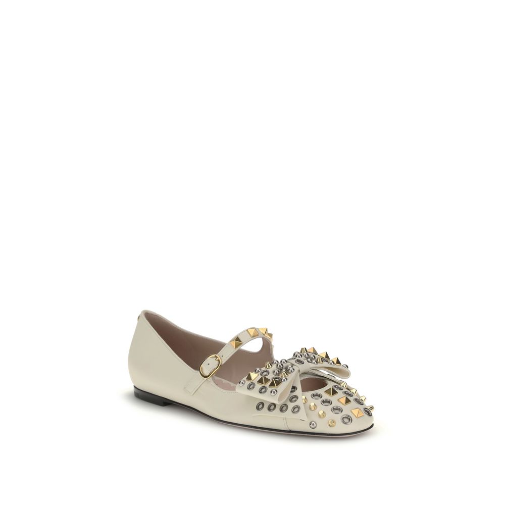 Valentino Garavani Cream Goatskin Ballet Flats