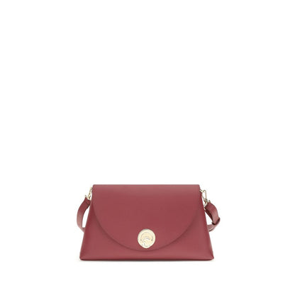 Coccinelle Red Calf Leather Bos Taurus Shoulder Bag with twist lock and adjustable handle