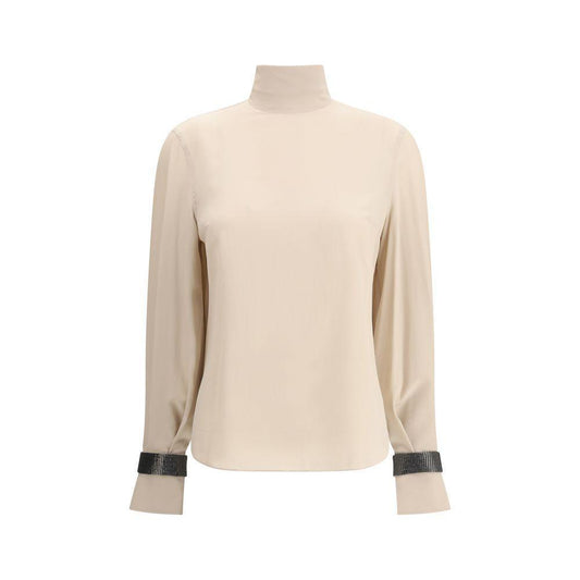 Brunello Cucinelli Silk turtleneck Blouse with Precious Bracelets BR-MB993EK714C8561-L