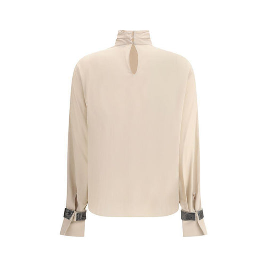Brunello Cucinelli Silk turtleneck Blouse with Precious Bracelets BR-MB993EK714C8561-L