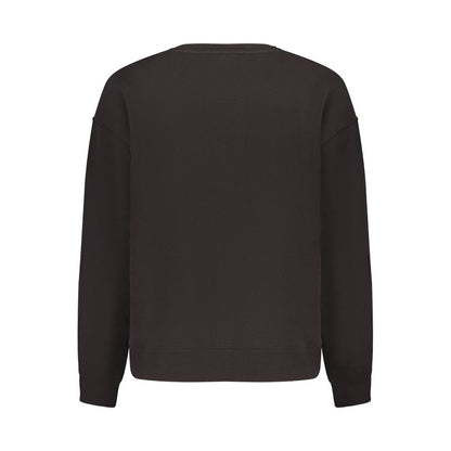 Pepe Jeans Black Cotton Women Sweater showcasing back view, long sleeves, sustainable fabric, bold street fashion style.