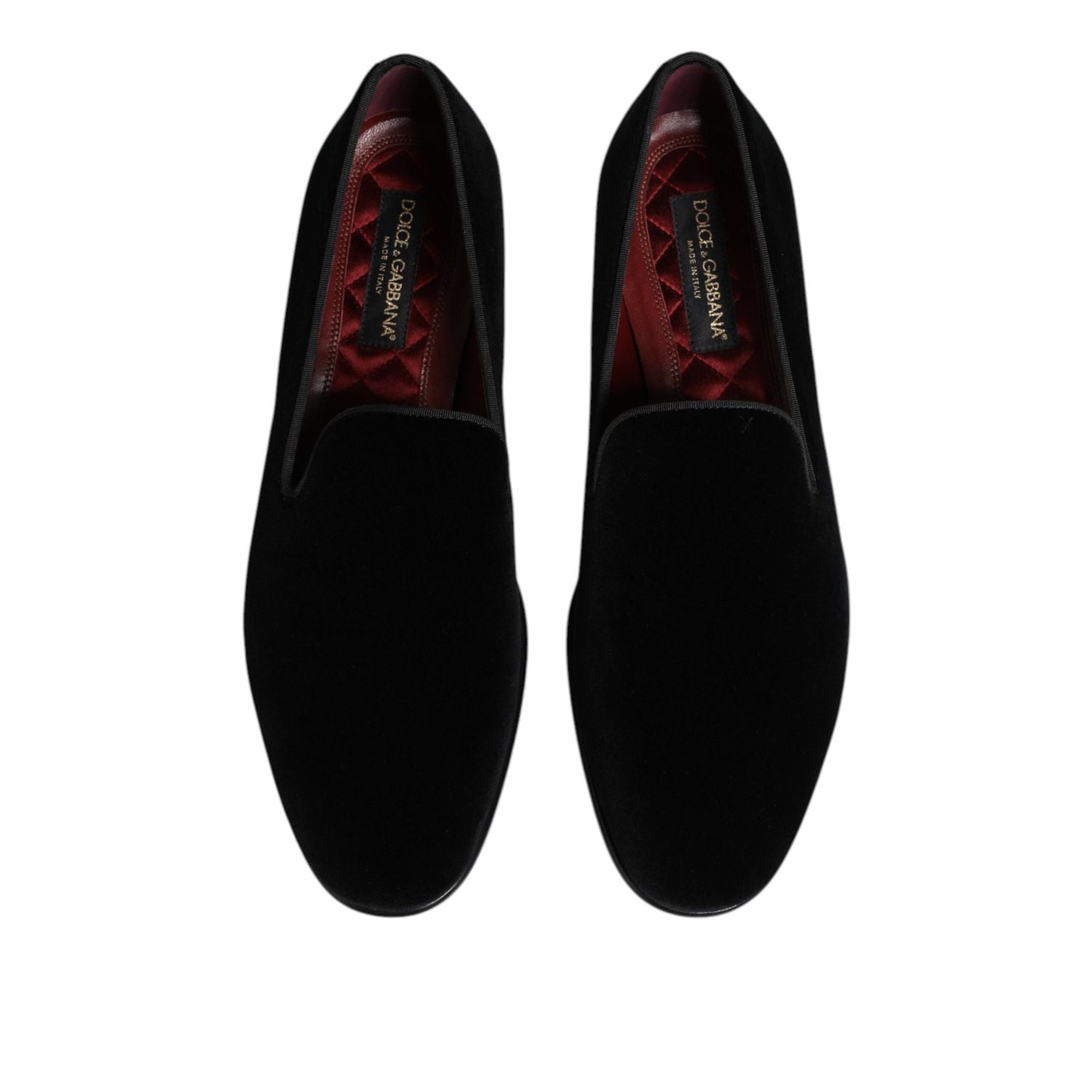 Dolce & Gabbana Black Velvet Slip On Men Loafers Formal Shoes
