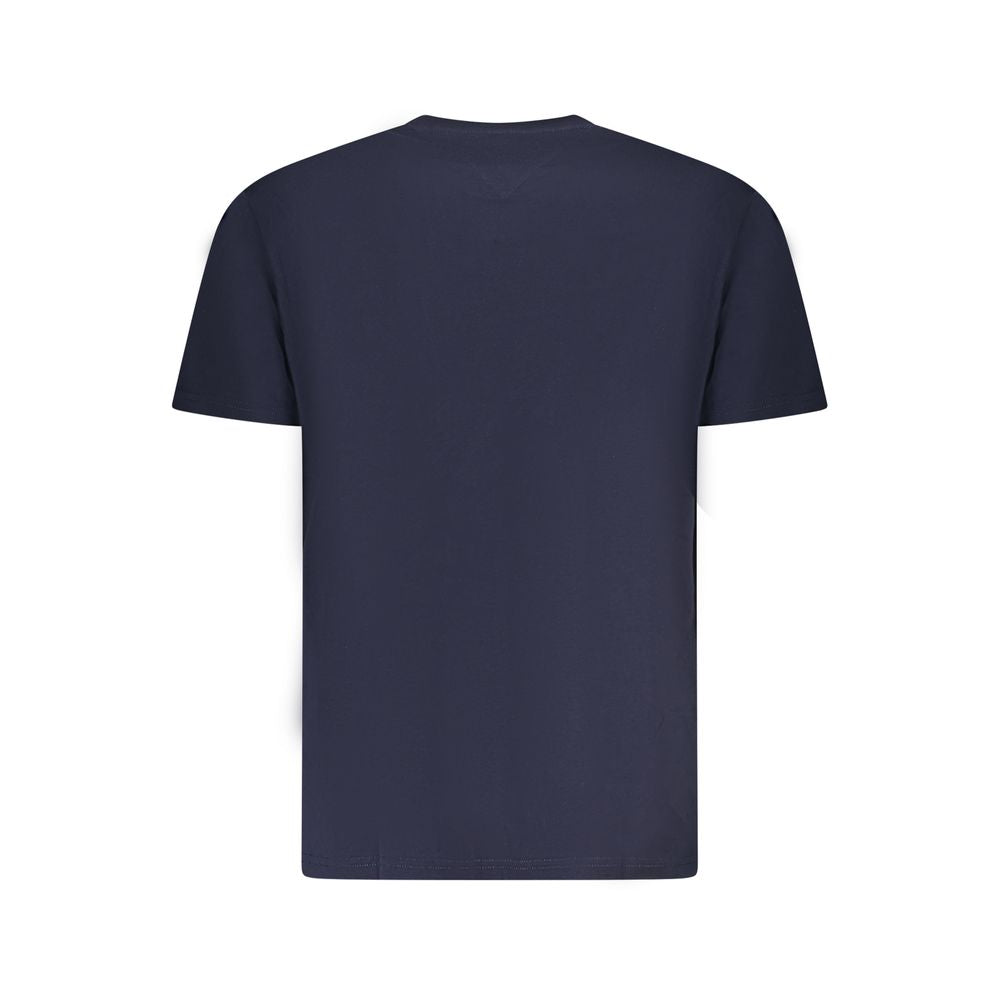 Back view of Tommy Hilfiger Blue Cotton Men T-Shirt showcasing its classic crew neck design.