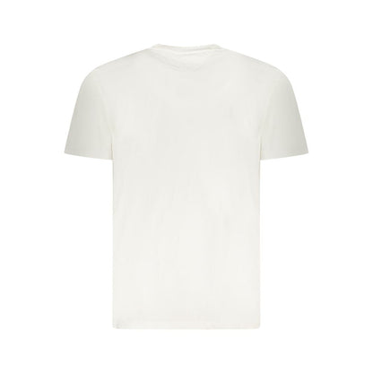 Back view of Tommy Hilfiger White Cotton Men T-Shirt featuring eco-friendly material and crew neck design.
