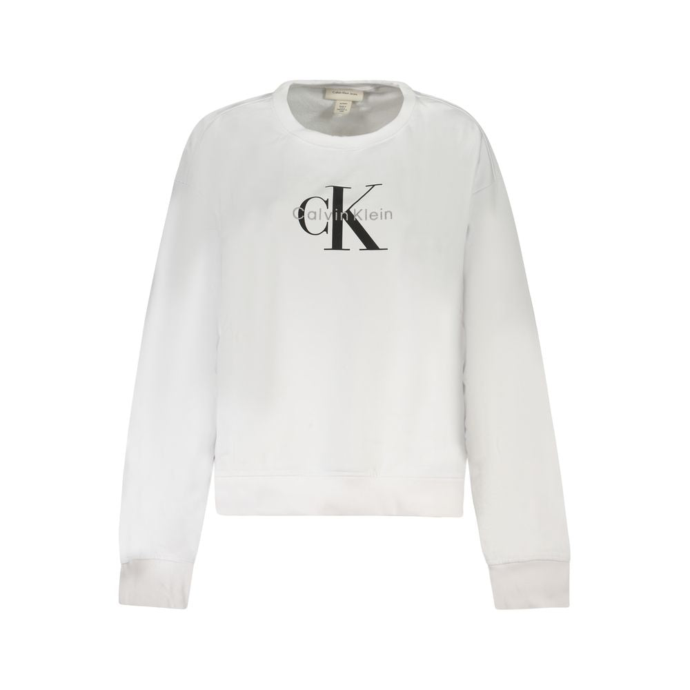 Calvin Klein White Cotton Women Sweater with embroidered logo and plush interior for ultimate comfort and high-end fashion.