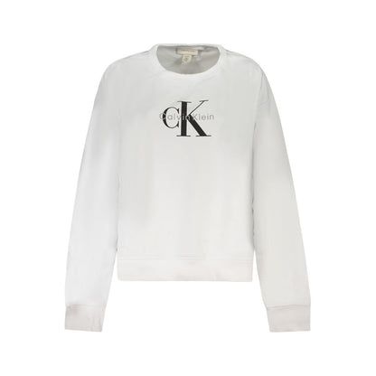 Calvin Klein White Cotton Women Sweater with embroidered logo and plush interior for ultimate comfort and high-end fashion.
