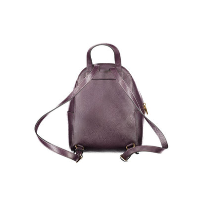 Back view of Coccinelle Purple Leather Women Backpack showing adjustable straps and sleek design