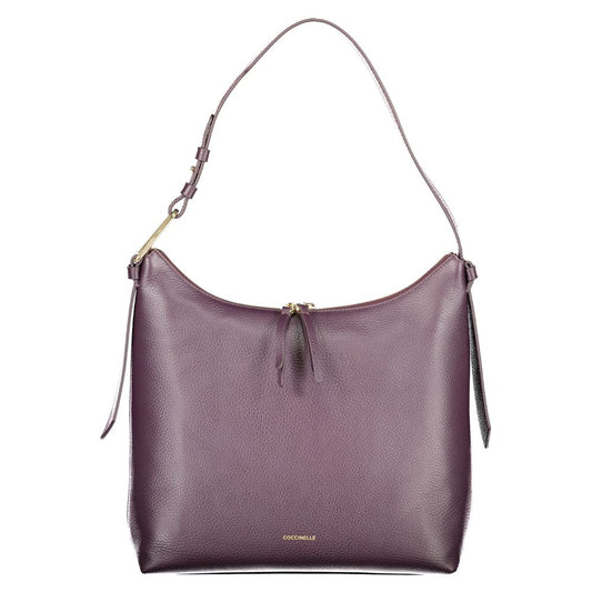 Coccinelle Purple Leather Women Handbag with adjustable strap, showcasing Italian craftsmanship and contemporary design.