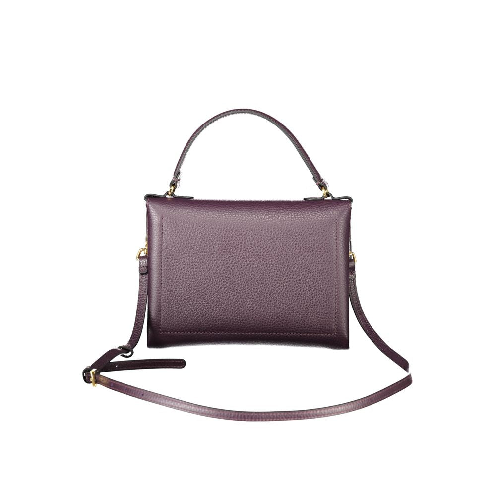 Coccinelle Purple Leather Women Handbag with adjustable shoulder strap and refined Italian craftsmanship.
