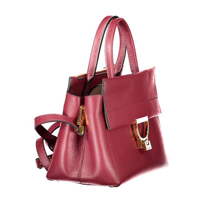 Coccinelle Purple Leather Women Handbag with dual handles and adjustable strap, showcasing Italian craftsmanship and contemporary design.