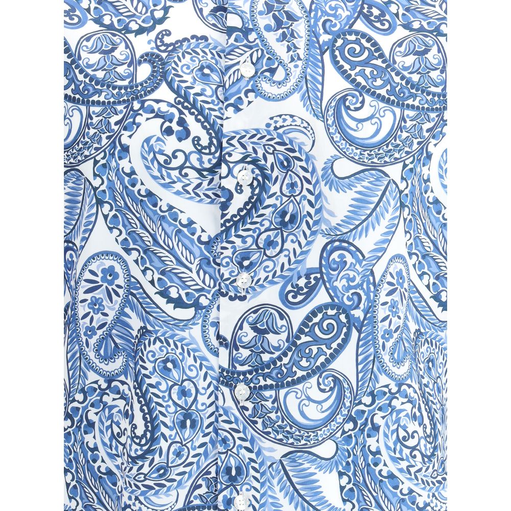 Etro Light Blue Cotton Pattern Shirt