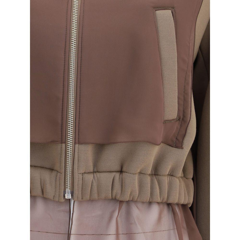 Undercover Zippered paneled Jacket UN-UP2E1205GRAYBROWN-2