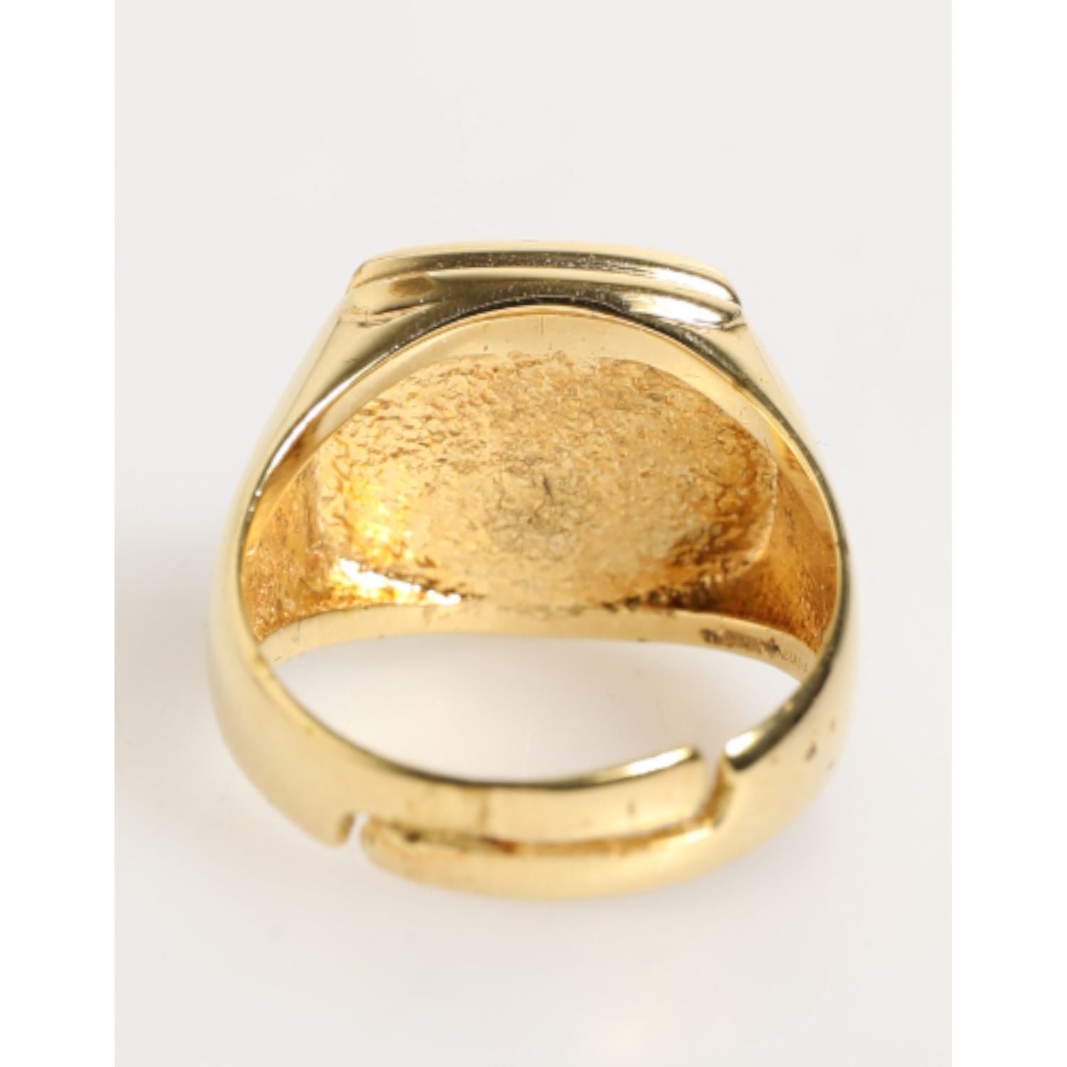 Dolce & Gabbana Gold Tone Enamel Brass Signet DG Logo Adjustable Ring
