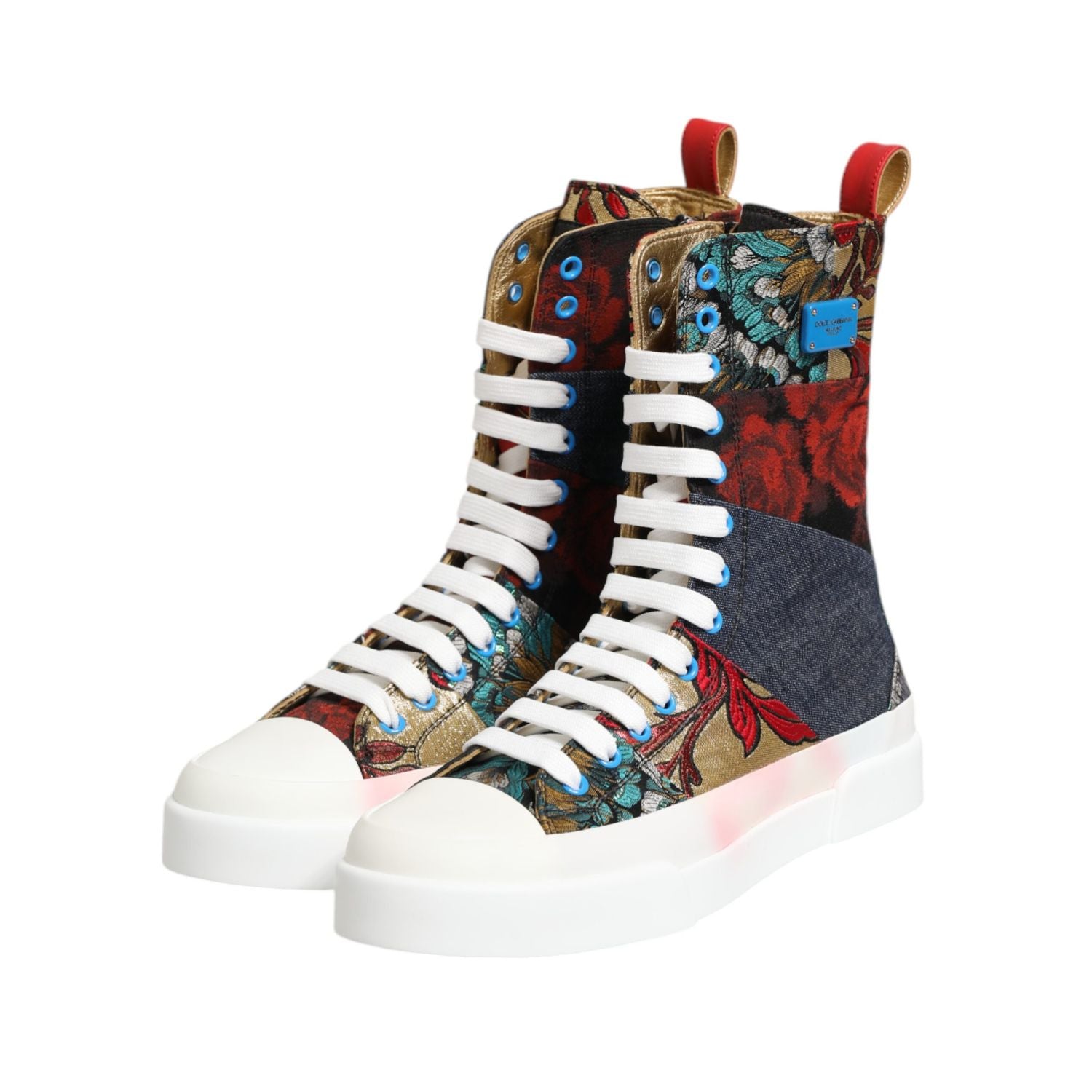 Dolce & Gabbana Multicolor Patchwork High Top Sneakers Shoes