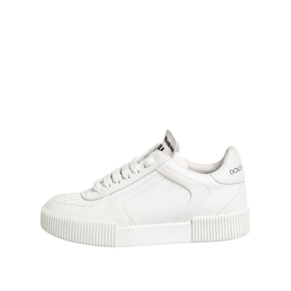 Dolce & Gabbana White Miami Leather Low Top Sneakers Shoes