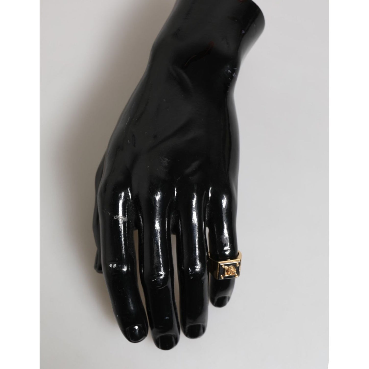 Dolce & Gabbana Gold Tone Brass Signet Square DG Logo Plaque Men Ring