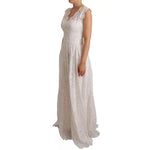 Dolce & Gabbana White Flower Lace Corsage Long Maxi Dress DR28069-46
