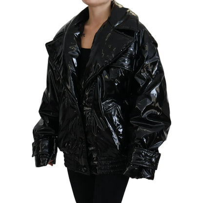 Dolce & Gabbana Polyester Black Shiny Blazer Women Jacket