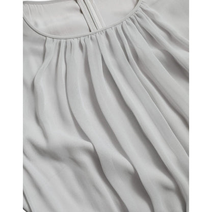 Dolce & Gabbana Light Grey Polyester Pleated Long Maxi Dress