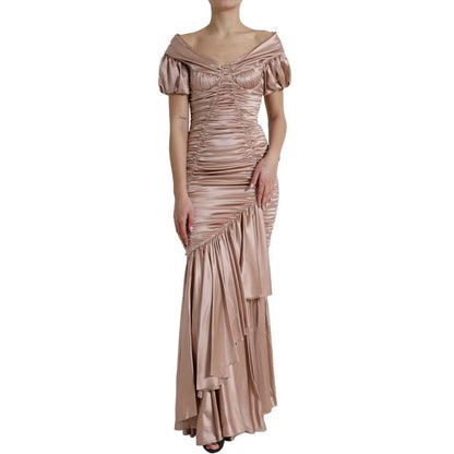 Dolce & Gabbana Pink Silk Stretch Sheath Mermaid Gown Dress